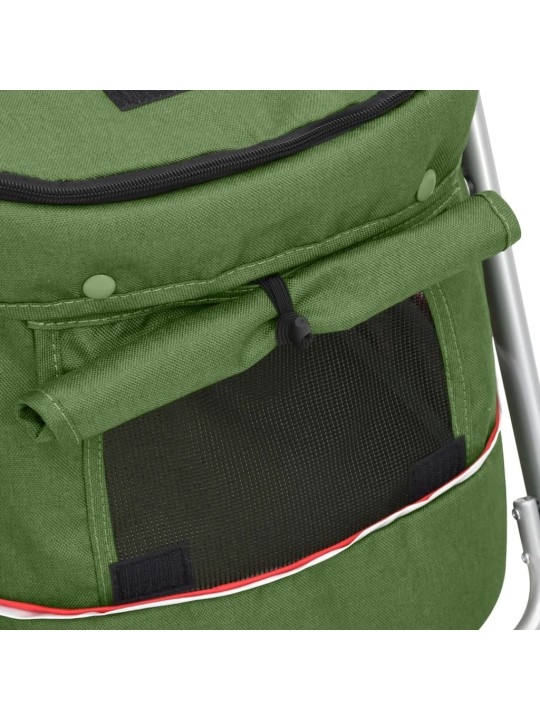 Skládací kočárek pro psa zelený 100 x 49 x 96 cm lněná tkanina