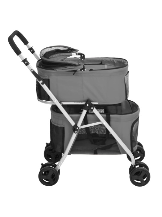 2patrový skládací kočárek pro psa šedý 83 x 48 x 97 cm oxford