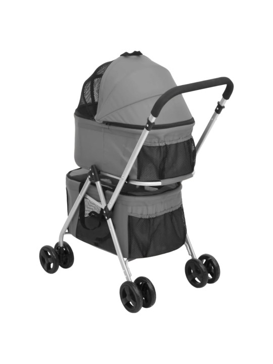 2patrový skládací kočárek pro psa šedý 83 x 48 x 97 cm oxford