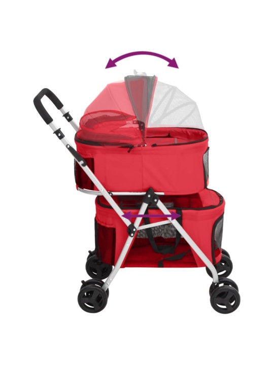 2patrový skládací kočárek pro psa červený 83x48x97 cm oxford