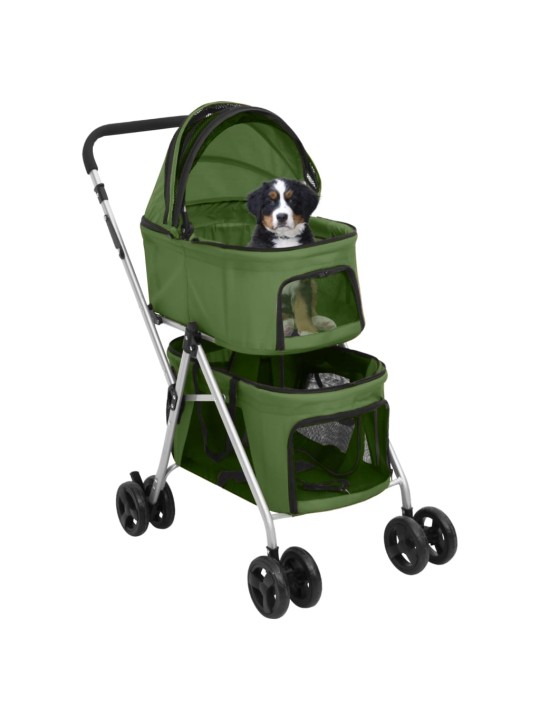 2patrový skládací kočárek pro psa zelený 83 x 48 x 97 cm oxford