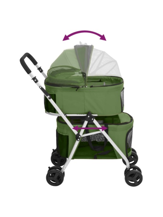 2patrový skládací kočárek pro psa zelený 83 x 48 x 97 cm oxford