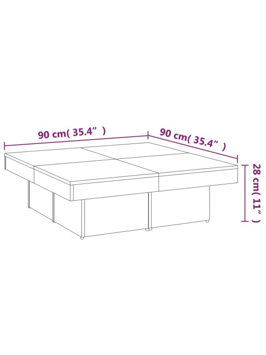 Konferenční stolek kouřový dub 90 x 90 x 28 cm kompozitní dřevo