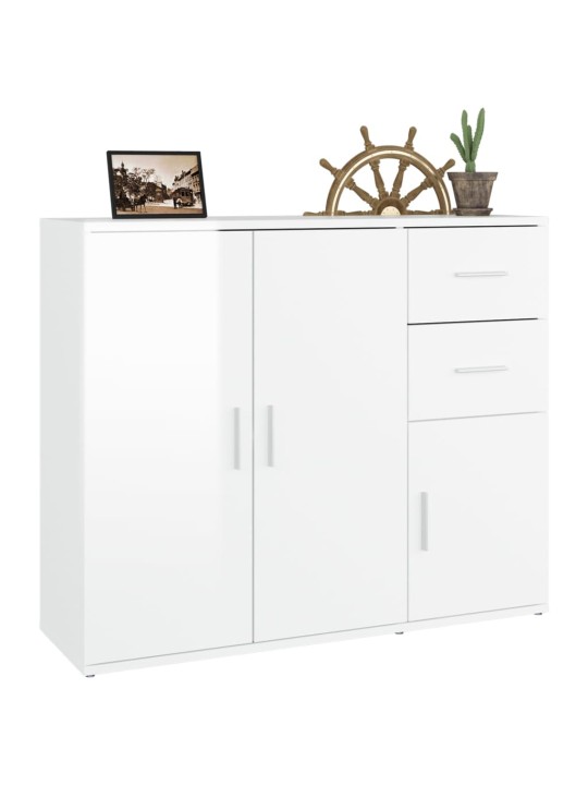 Příborník bílý s vysokým leskem 91x29,5x75 cm kompozitní dřevo