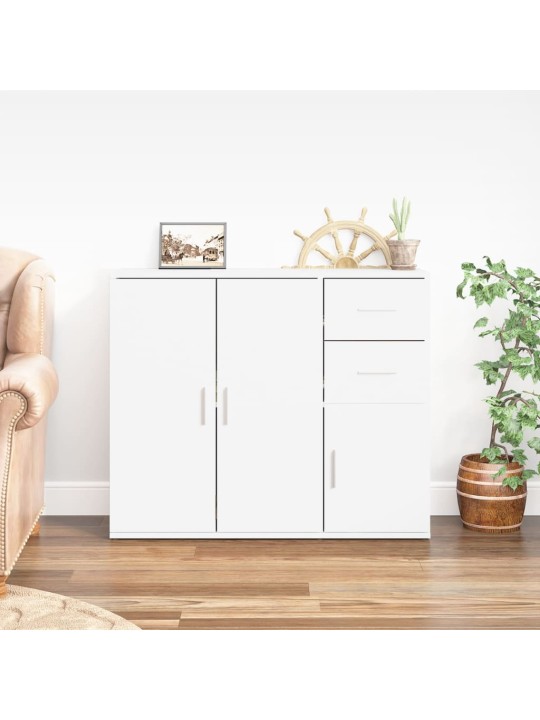 Příborník bílý s vysokým leskem 91x29,5x75 cm kompozitní dřevo