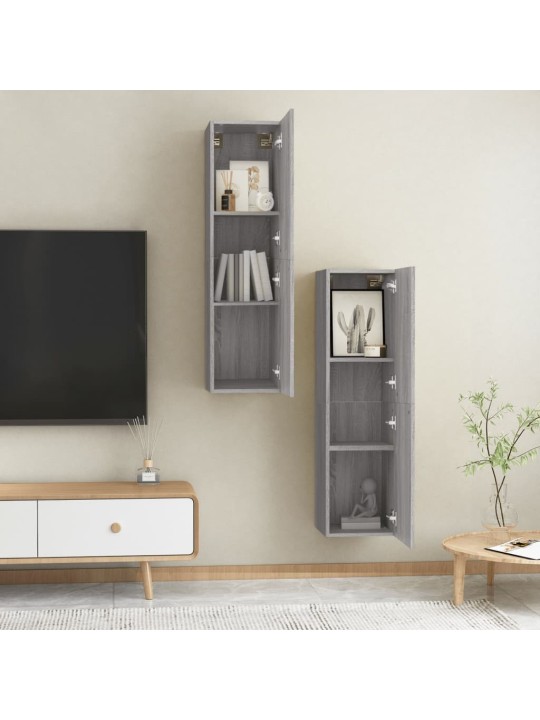 Nástěnné TV skříňky 2 ks šedé sonoma 30,5 x 30 x 110 cm