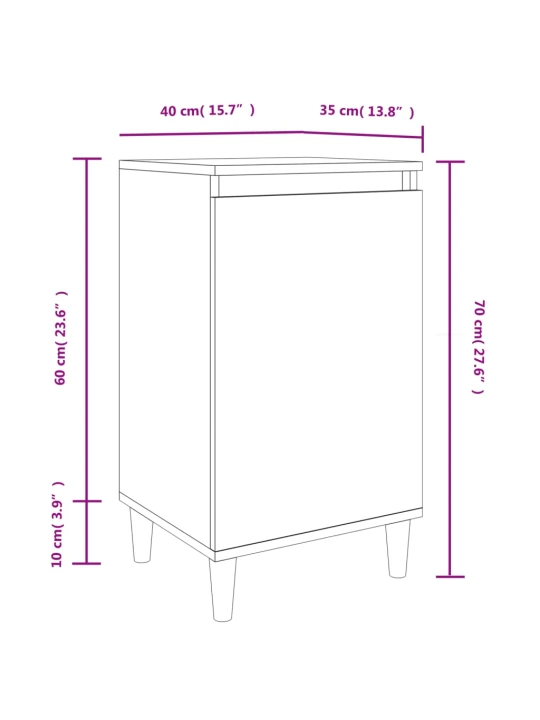 Noční stolek bílý s vysokým leskem 40x35x70 cm kompozitní dřevo