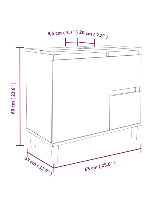 Koupelnová skříňka kouřový dub 65 x 33 x 60 cm kompozitní dřevo