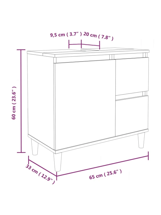 Koupelnová skříňka kouřový dub 65 x 33 x 60 cm kompozitní dřevo