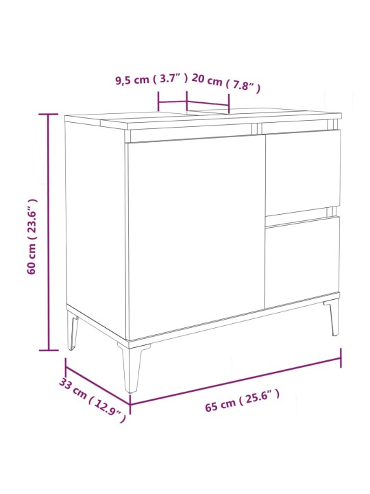 Koupelnová skříňka kouřový dub 65 x 33 x 60 cm kompozitní dřevo