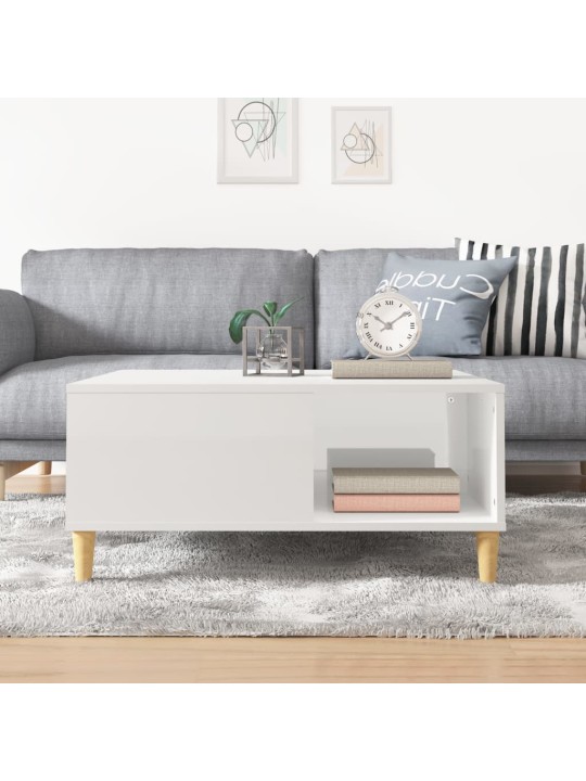 Konferenční stolek bílý s leskem 80x80x36,5 cm kompozitní dřevo