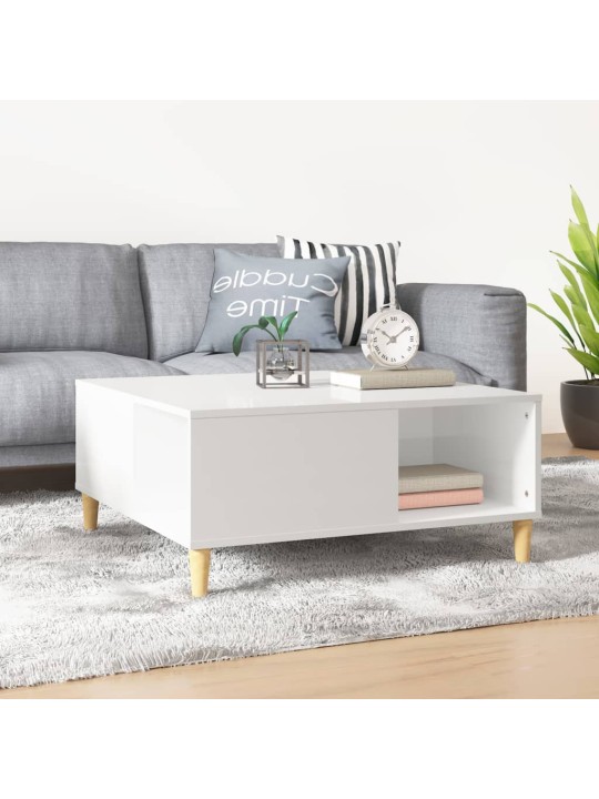 Konferenční stolek bílý s leskem 80x80x36,5 cm kompozitní dřevo