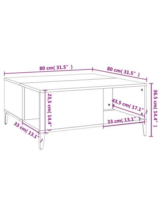 Konferenční stolek černý 80 x 80 x 36,5 cm kompozitní dřevo
