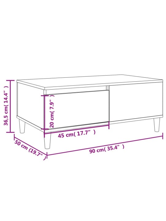 Konferenční stolek kouřový dub 90x50x36,5 cm kompozitní dřevo