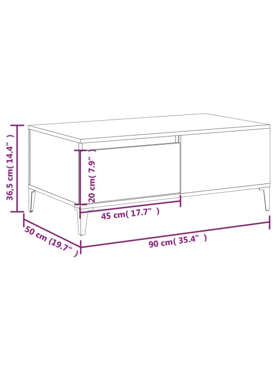 Konferenční stolek kouřový dub 90x50x36,5 cm kompozitní dřevo