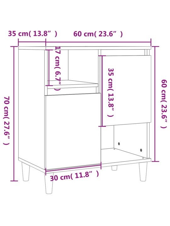 Příborník bílý s vysokým leskem 60x35x70 cm kompozitní dřevo
