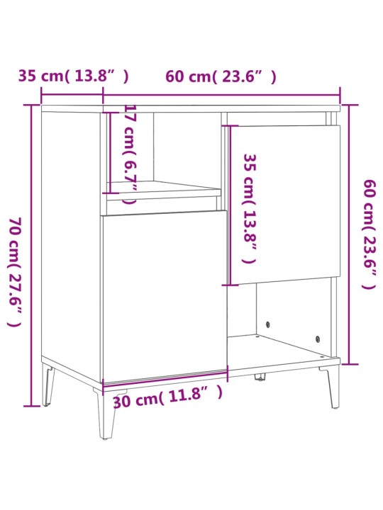 Příborník bílý s vysokým leskem 60x35x70 cm kompozitní dřevo
