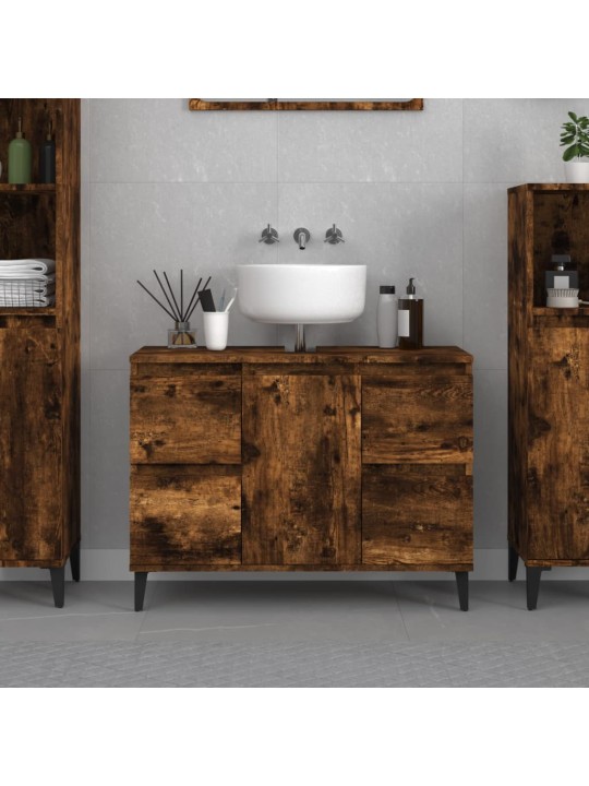 Skříňka pod umyvadlo kouřový dub 80x33x60 cm kompozitní dřevo