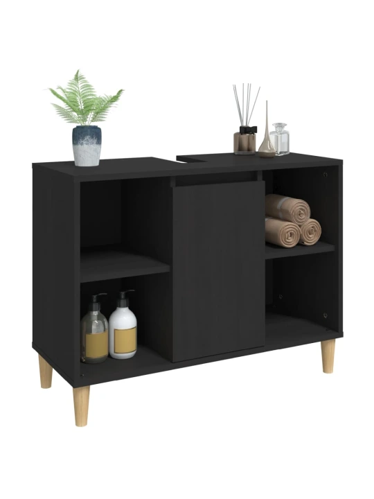 Skříňka pod umyvadlo černá 80 x 33 x 60 cm kompozitní dřevo