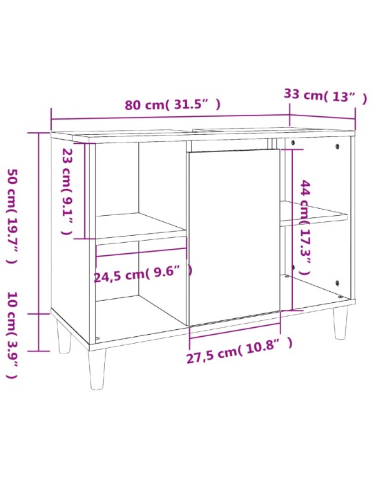 Umyvadlová skříňka bílá s vysokým leskem 80x33x60 cm kompozit