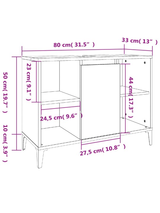 Umyvadlová skříňka bílá s vysokým leskem 80x33x60 cm kompozit