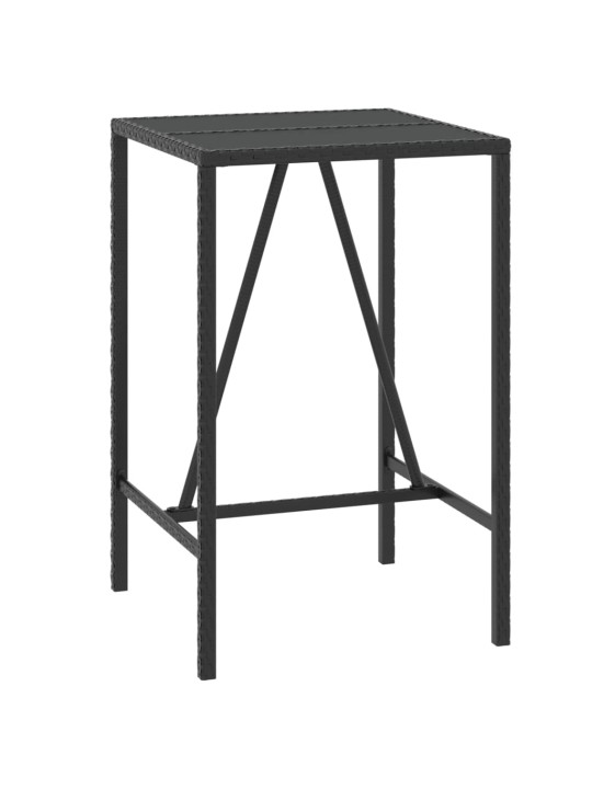 Zahradní stůl se skleněnou deskou černý 70x70x110 cm polyratan