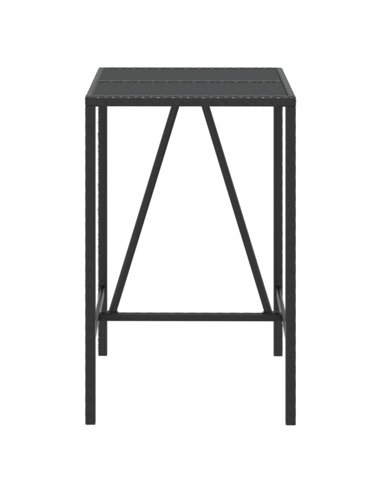Zahradní stůl se skleněnou deskou černý 70x70x110 cm polyratan