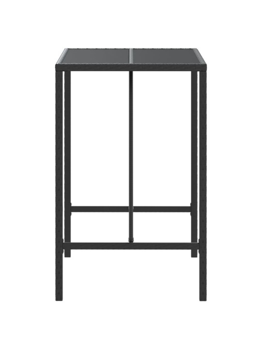 Zahradní stůl se skleněnou deskou černý 70x70x110 cm polyratan