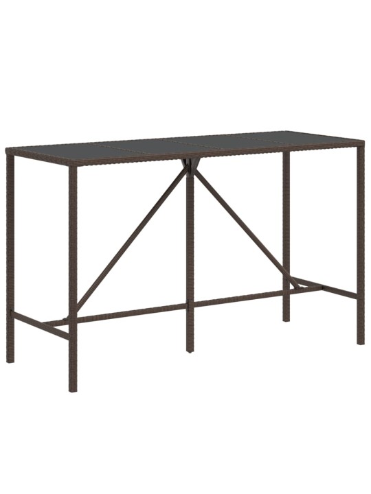 Barový stůl se skleněnou deskou hnědý 180x70x110 cm polyratan
