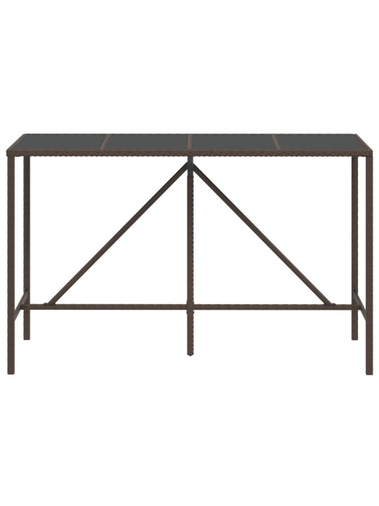 Barový stůl se skleněnou deskou hnědý 180x70x110 cm polyratan