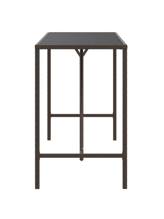 Barový stůl se skleněnou deskou hnědý 180x70x110 cm polyratan