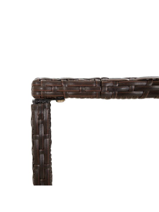Barový stůl se skleněnou deskou hnědý 180x70x110 cm polyratan