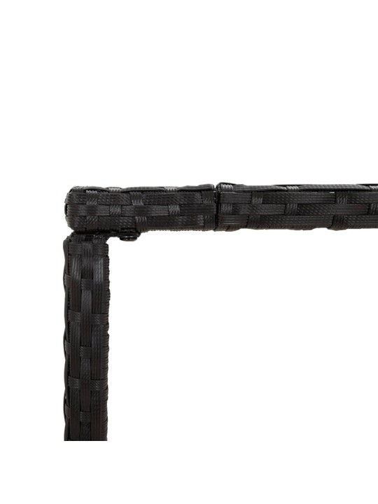 Barový stůl se skleněnou deskou černý 180x70x110 cm polyratan