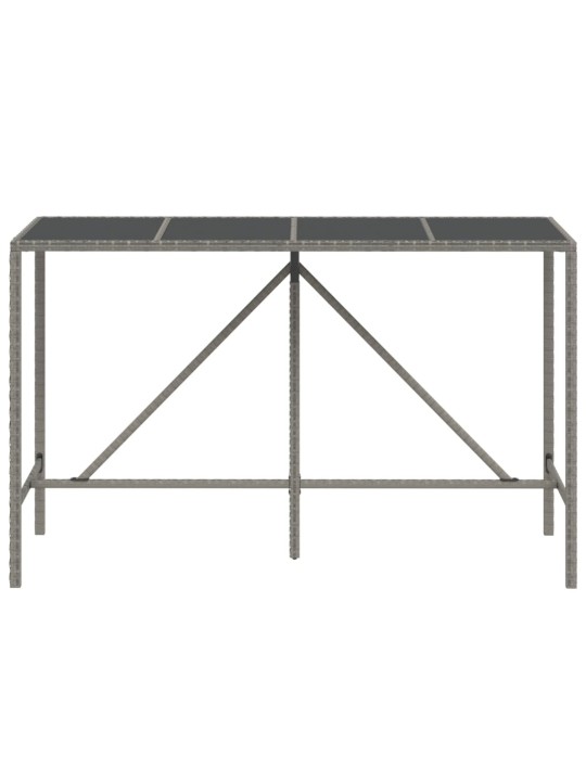 Barový stůl se skleněnou deskou šedý 180x70x110 cm polyratan