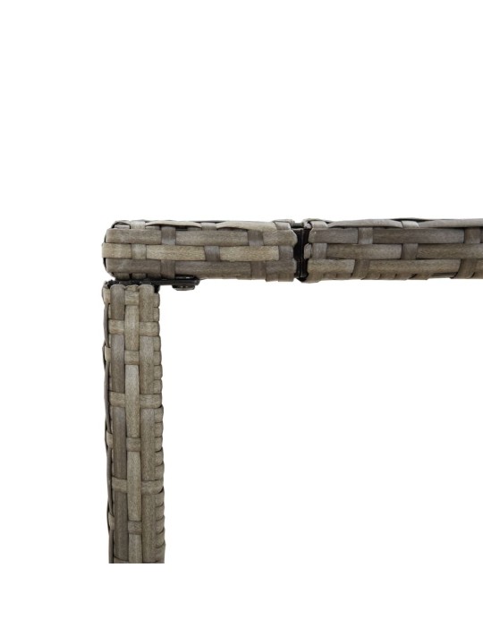 Barový stůl se skleněnou deskou šedý 180x70x110 cm polyratan