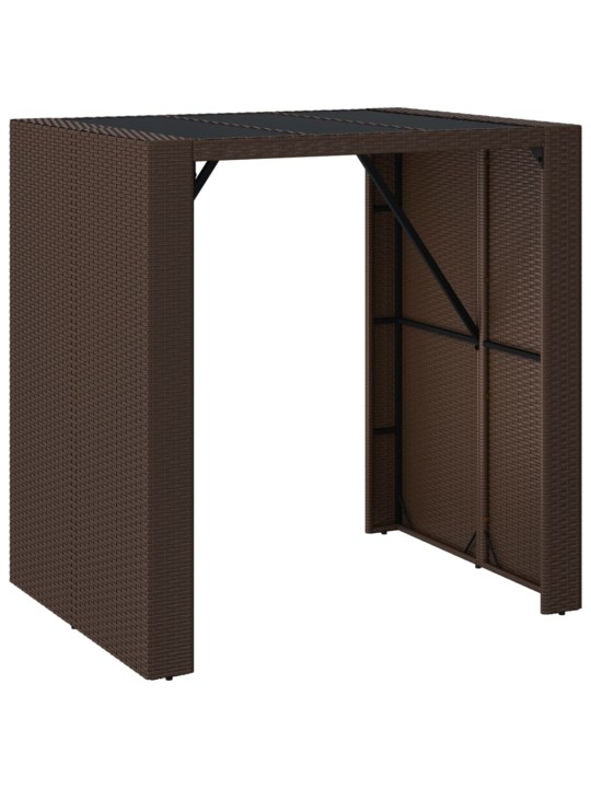 Barový stůl se skleněnou deskou hnědý 105x80x110 cm polyratan