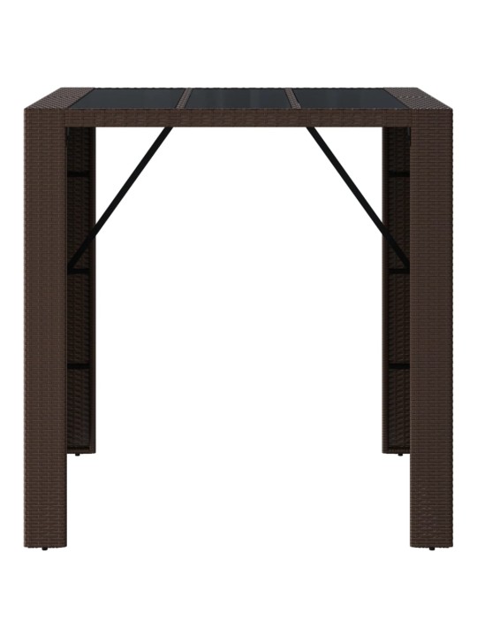 Barový stůl se skleněnou deskou hnědý 105x80x110 cm polyratan