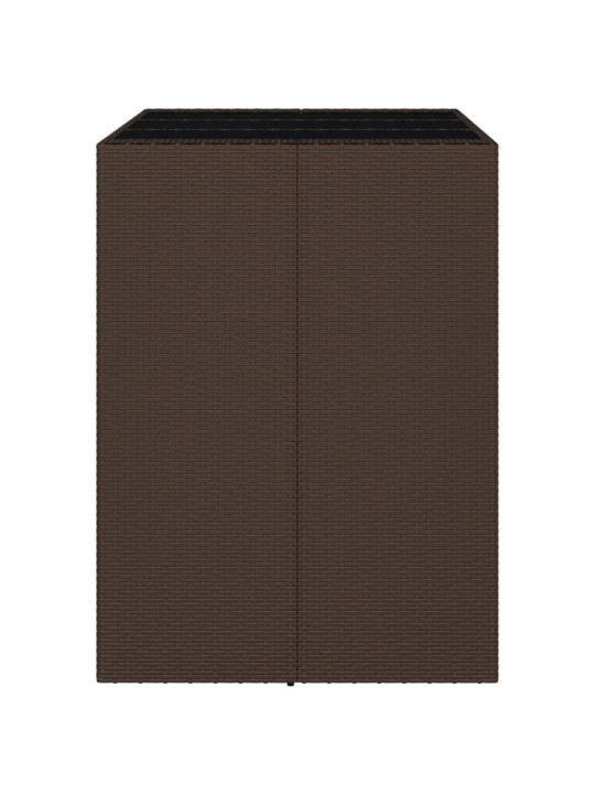 Barový stůl se skleněnou deskou hnědý 105x80x110 cm polyratan