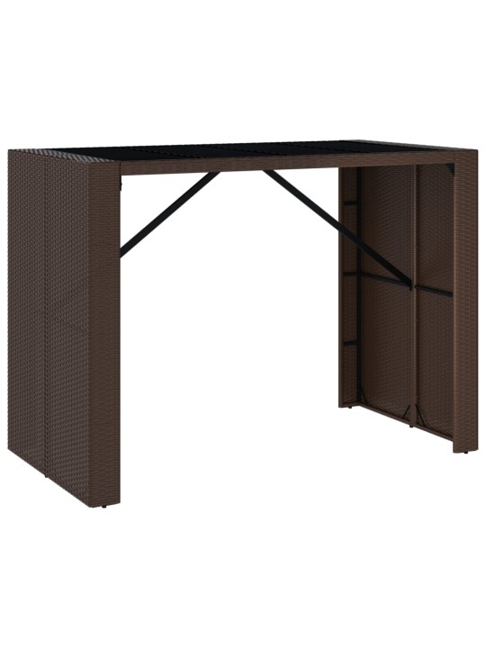 Barový stůl se skleněnou deskou hnědý 145x80x110 cm polyratan