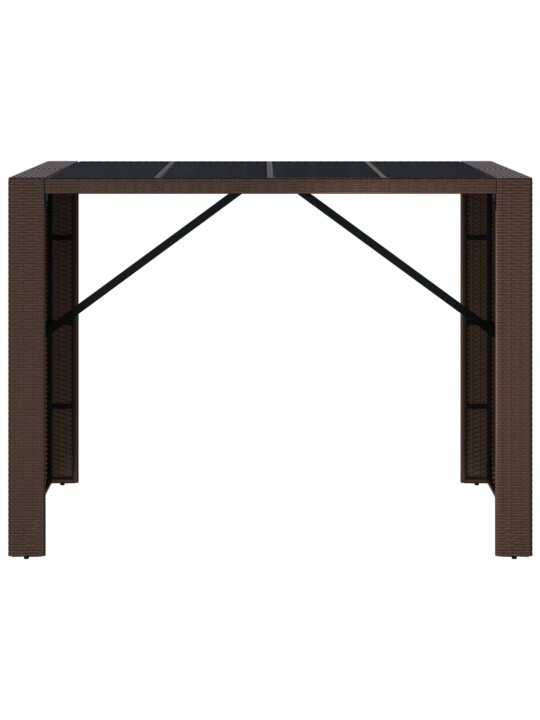 Barový stůl se skleněnou deskou hnědý 145x80x110 cm polyratan