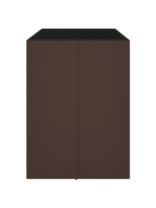 Barový stůl se skleněnou deskou hnědý 145x80x110 cm polyratan