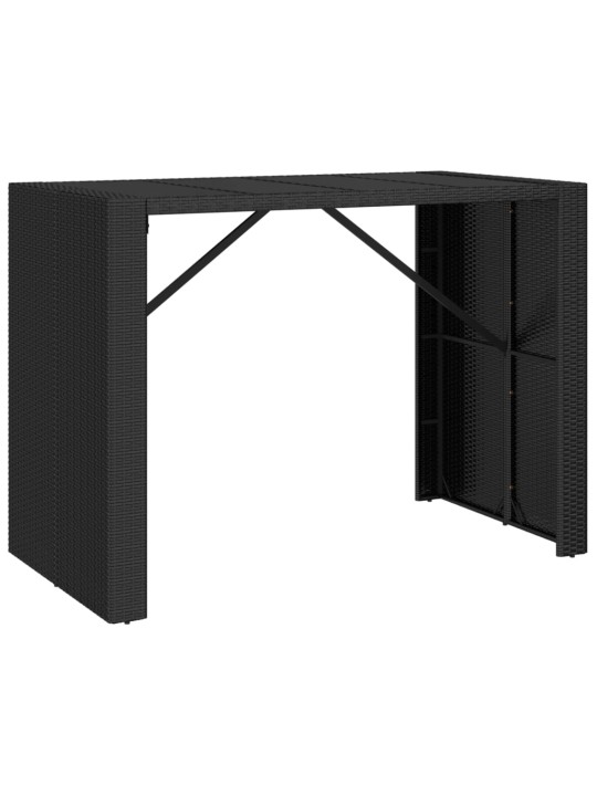 Barový stůl se skleněnou deskou černý 145x80x110 cm polyratan