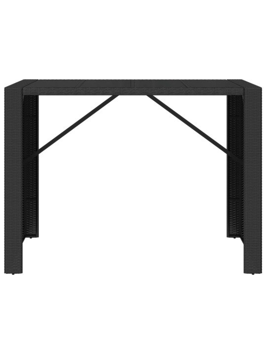 Barový stůl se skleněnou deskou černý 145x80x110 cm polyratan