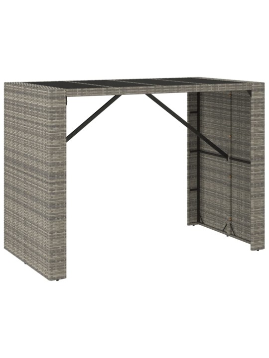 Barový stůl se skleněnou deskou šedý 145x80x110 cm polyratan