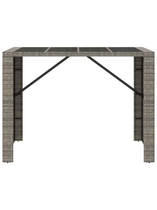 Barový stůl se skleněnou deskou šedý 145x80x110 cm polyratan