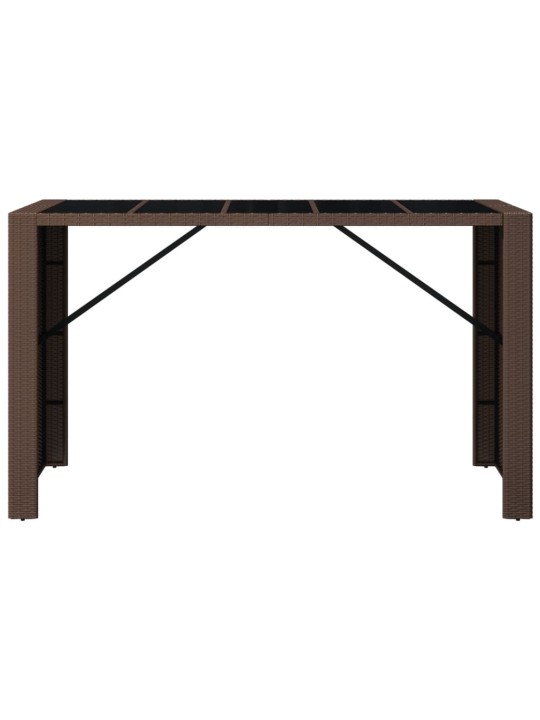 Barový stůl se skleněnou deskou hnědý 185x80x110 cm polyratan