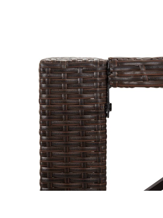 Barový stůl se skleněnou deskou hnědý 185x80x110 cm polyratan