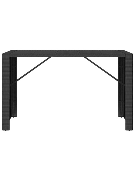 Barový stůl se skleněnou deskou černý 185x80x110 cm polyratan