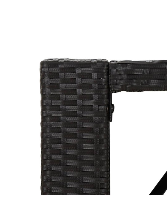 Barový stůl se skleněnou deskou černý 185x80x110 cm polyratan