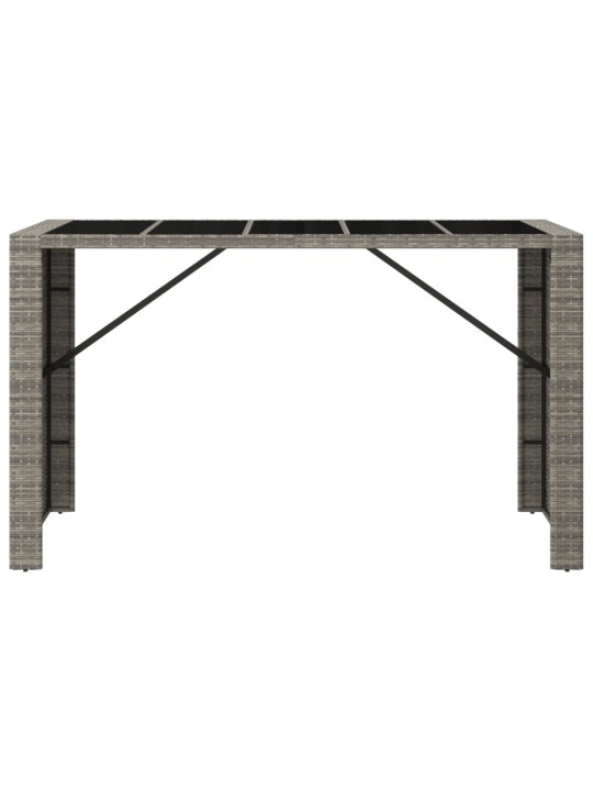 Barový stůl se skleněnou deskou šedý 185x80x110 cm polyratan